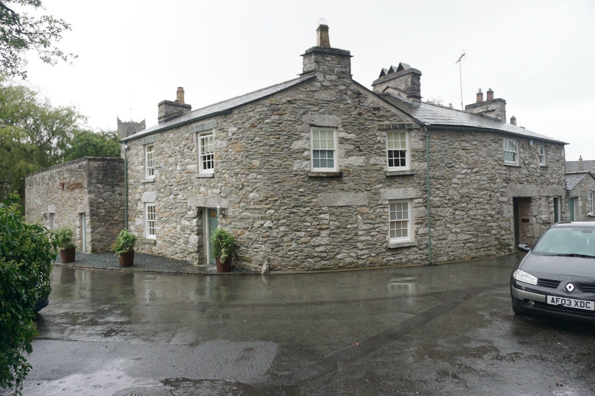 L'Enclume restaurant building in Cartmel village, the Grade II listed former smithy that houses Simon Rogan's three-star kitchen